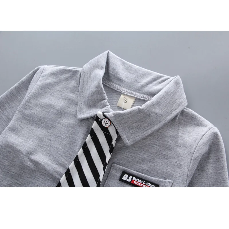 Baby Toddler Boys Clothes Autumn Spring Long Sleeves T-Shirt With Tie + Pants Set Children Boy 2019 New Gentleman |
