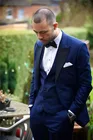 Мужские свадебные костюмы Королевского синего цвета на заказ, официальная одежда, смокинги для жениха, деловые костюмы из трех предметов (пиджак + брюки + жилет)