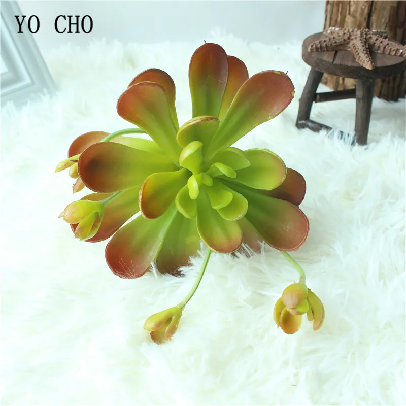 

YO CHO 1PC Red Artificial Lotus Succulent Plants For Tropical Party Decoration DIY Fake Leaf Plant Home Garden Bar Office Decor