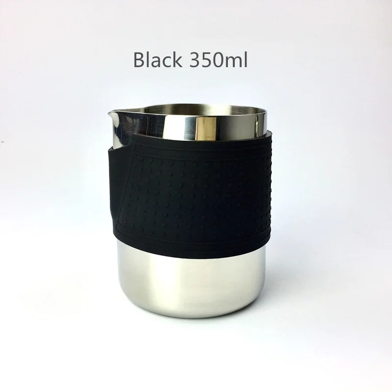 Silicone Black 350ml Кружка для взбивания молока молочный кувшин молочник для кофе эспрессо бариста Ремесло Кофе Латте кувшины для молока мерный стакан - Цвет: Silicone Black 350ml