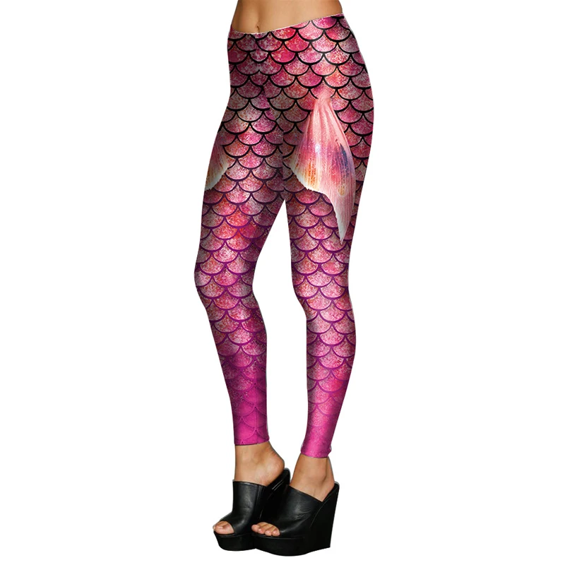 Beauty Garden Women Fashion Printing Leggings Sexy Slim Fish Scale Pattern Ankle-Length For |
