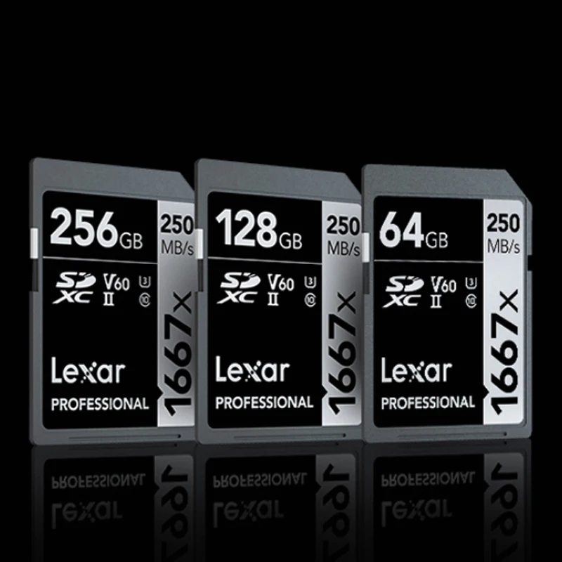 SD-карта Lexar 250 МБ/с. 1667x 64 ГБ 128 256 SDXC UHS-II U3 карта флэш-памяти для 3D 4K цифровых камер