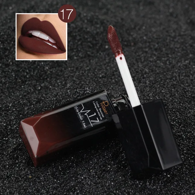17 PUDAIER Waterproof batom Velvet Liquid Lipstick Sexy Red Lip Tint 21Color lip balm makeup Long Lasting Matte Nude Gloss Lipgloss - Color: 17
