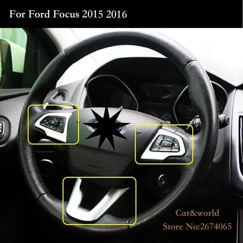 

Накладка на руль для Ford Focus 3, отделка интерьера, декоративная хромированная наклейка из АБС-пластика, аксессуары для автостайлинга 2015 2016 2017