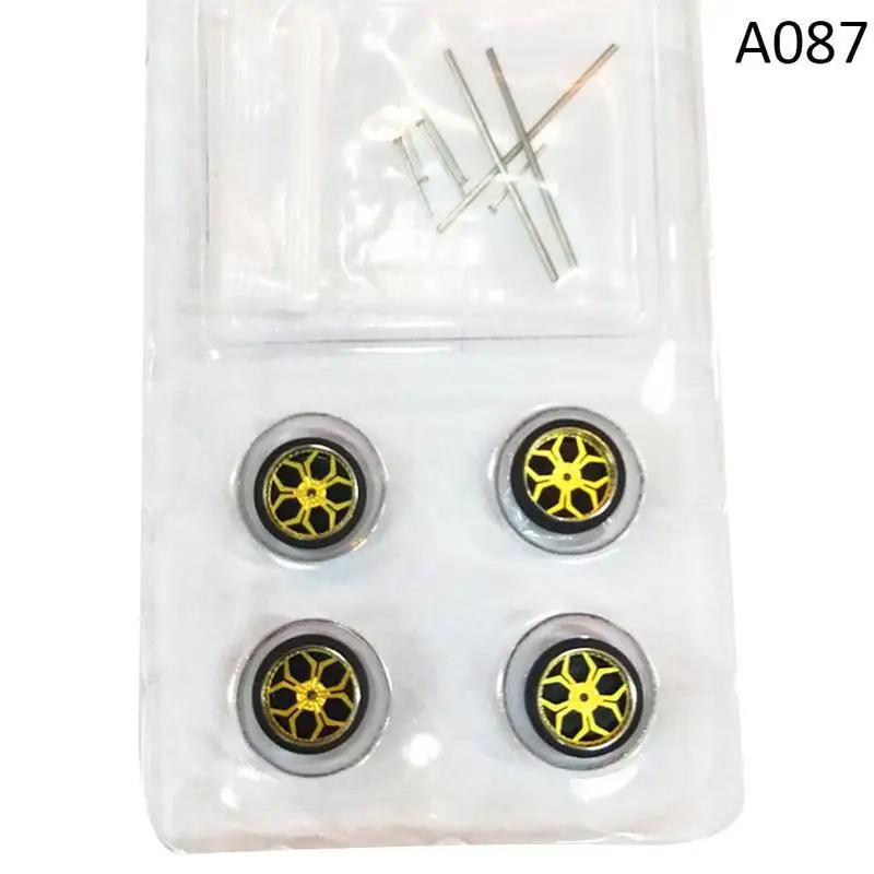 4wheels+2axles+4end Caps 1:64 Model Modified Tire Diecasts Alloy Wheel Tire Rubber Vehicles General Model Car Change Accessory - Цвет: Q