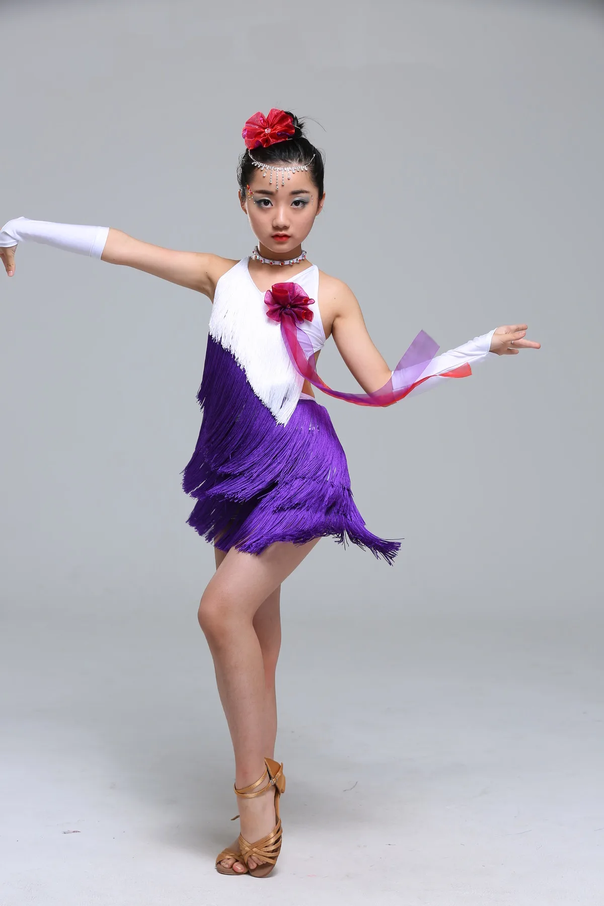 Платье с кисточками для латинских танцев пайетками девочек детские платья