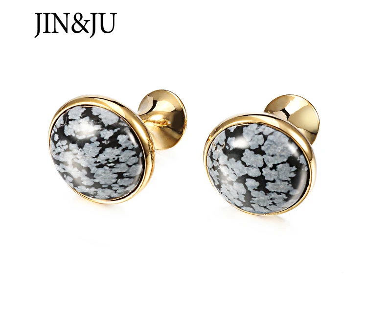 JIN& JU недорогие Роскошные лазуритовые запонки для мужчин, высокое качество, круглые запонки из лазуритового камня Relojes gemelos