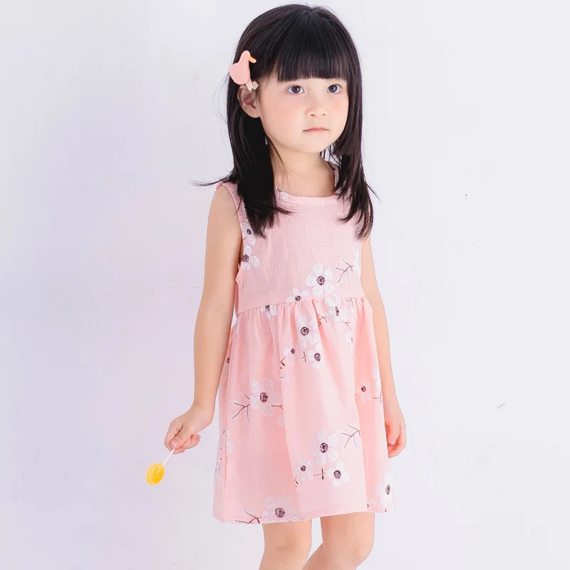 2017 новое весенне-летнее платье для девочек корейские хлопковые льняные платья