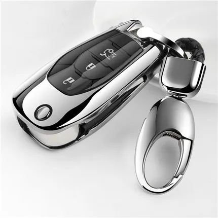 Silver with chain Складной чехол для ключей автомобиля, чехол для ключей из ТПУ, чехол для Chevrolet Cruze spark sonic camaro Volt Bolt Trax Malibu cruze, 3 кнопки для стайлинга - Название цвета: Silver with chain
