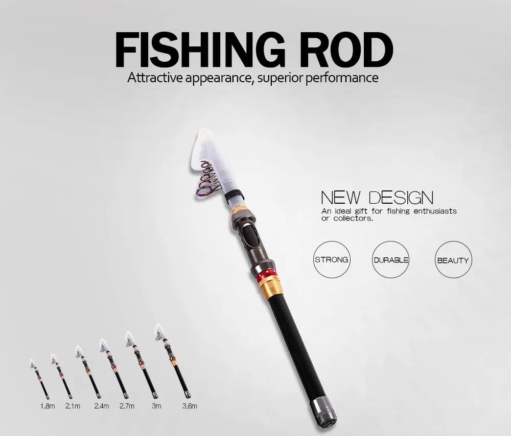 FISH KING высокоуглеродистая 1,8 м 2,1 М 2,4 м 3 м 2,7 м портативная телескопическая удочка для соленой воды