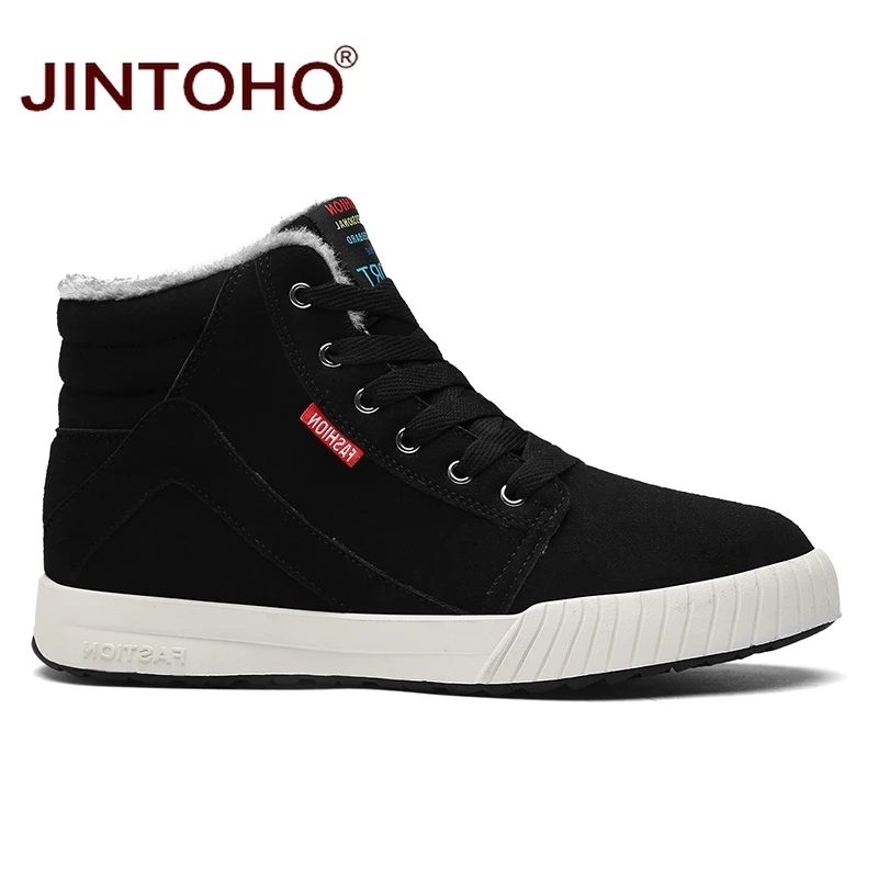 Новинка 2018 Мужская зимняя обувь JINTOHO модные кожаные мужские ботинки брендовая