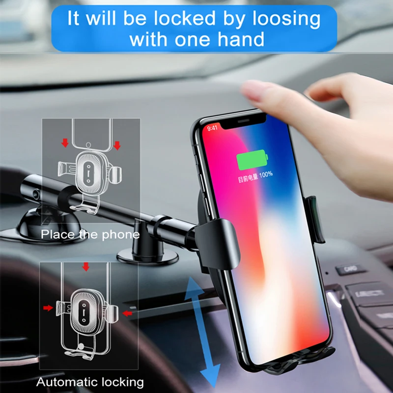 Baseus 10 Вт Qi Беспроводное Автомобильное зарядное устройство для iPhone X 8 8Plus Gravity автомобильное крепление подставка автомобильный держатель для телефона быстрое зарядное устройство для samsung S9 S8