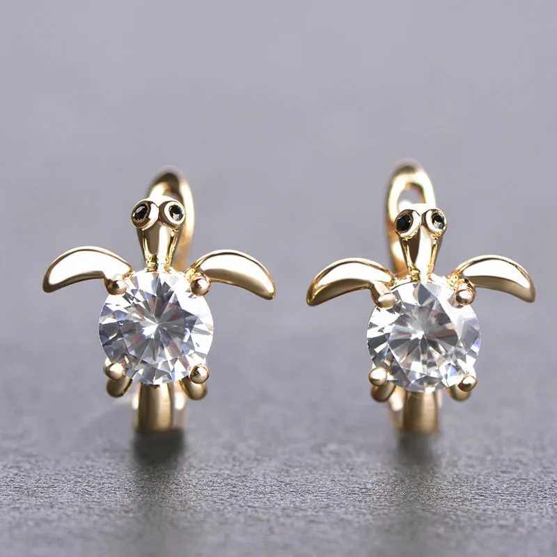 Женские серьги-гвоздики в виде черепахи Blucome зеленые серьги из меди и циркона с