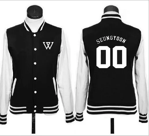 2018 New kpop WINNER exo same paragraph Korean baseball uniform fleece jacket coat lovers k-pop Hoodies k pop Sweatshirts men | Женская