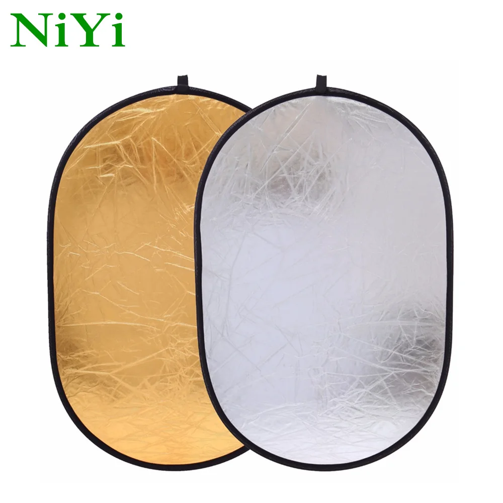 NiYi 150x200 см 2,0 м мульти складной портативный дисковый светильник-отражатель для овальной фотографии 2в1 золото и серебро