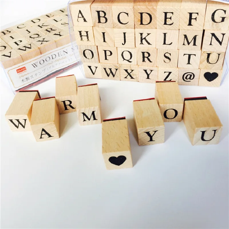 28 шт. японский стиль квадратный верхний алфавит буквы деревянные марки times новые