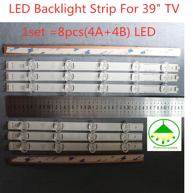 

100%New 1set =8pcs(4A+4B) LED backlight bar forTV HC390DUN-VCFP1-21X 39LN5400 39LA6200 LG innotek POLA 2.0 POLA2.0 39"A/B type