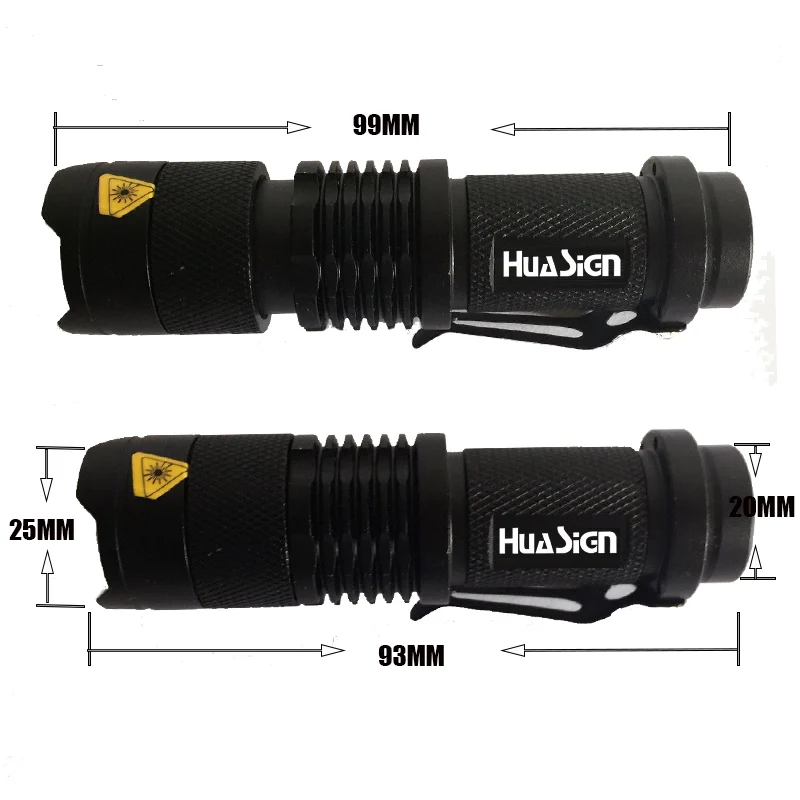 Black Bright Mini LED Flashlight 3 Modes Zoomable Torch | Лампы и освещение