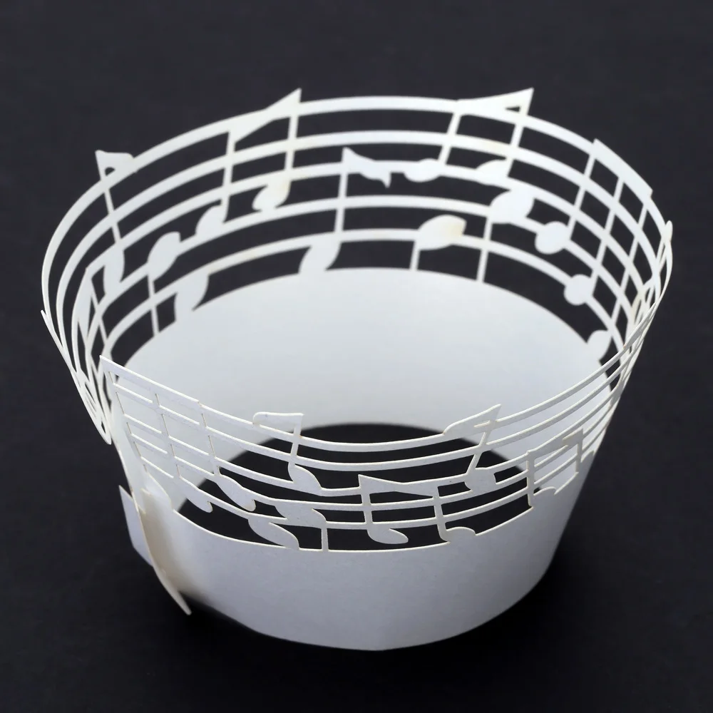 50 шт. лазерная резка изящные резные музыкальные ноты обертки для кексов красивая