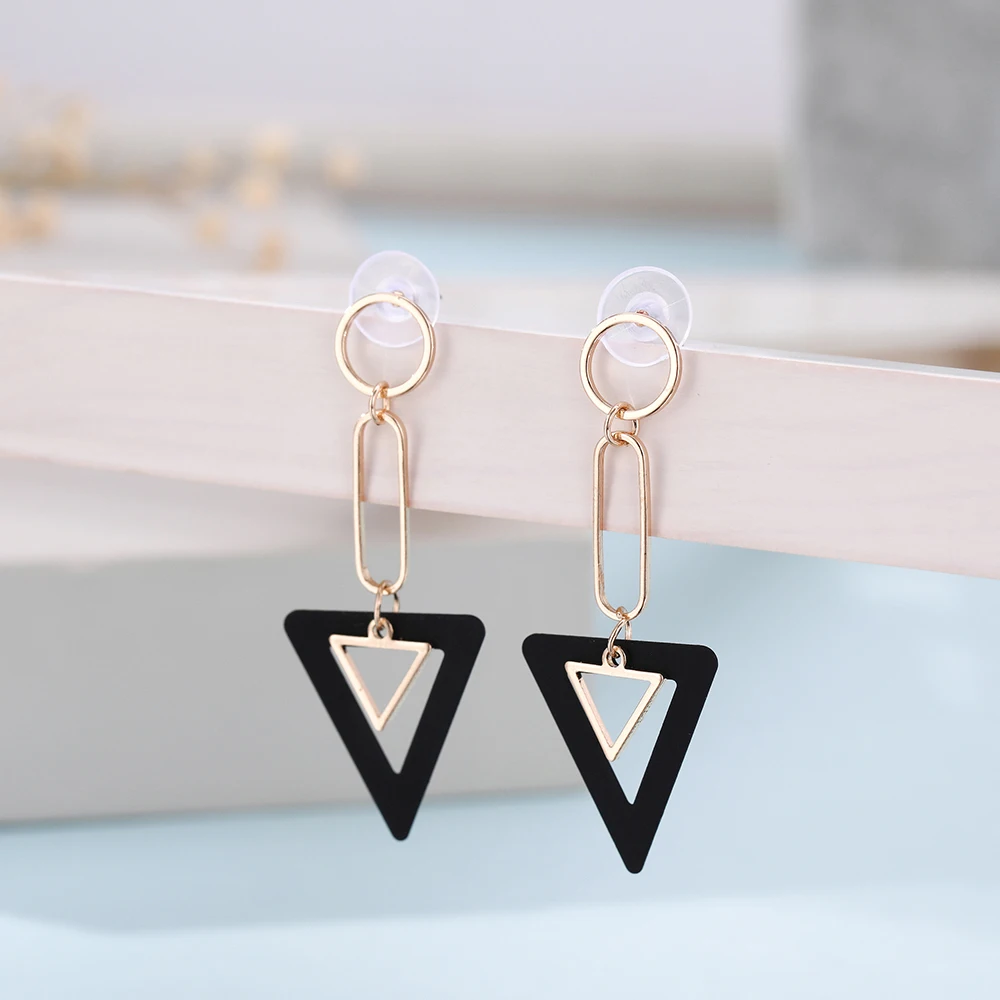 Женские серьги кольца в форме треугольника медные 2019|Серьги-кольца| |