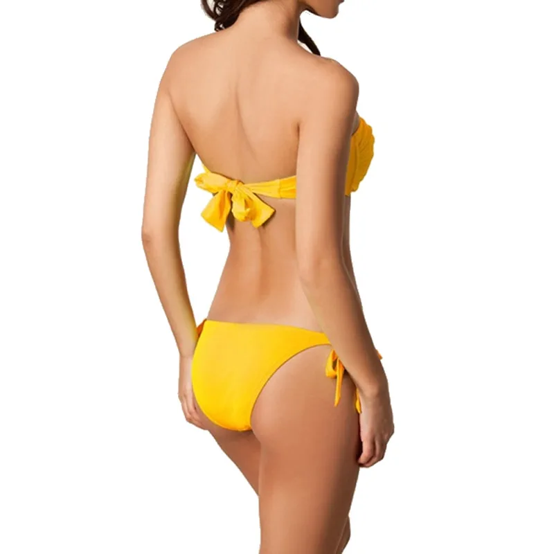 Женский сексуальный комплект бикини на груди желтый купальник maillot de bain femme 2017 Mujer