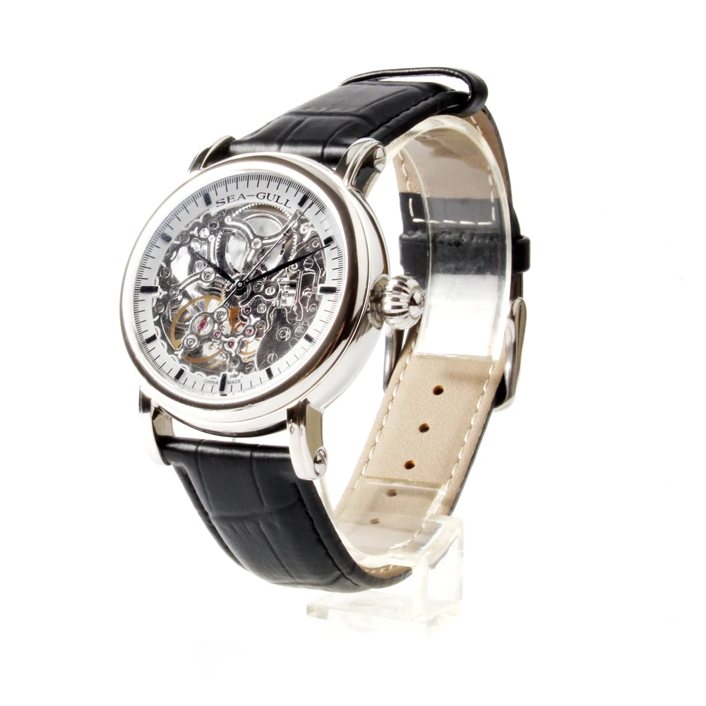 Мужские наручные часы с двойным скелетом из натуральной кожи M182SK|watch men|watch men