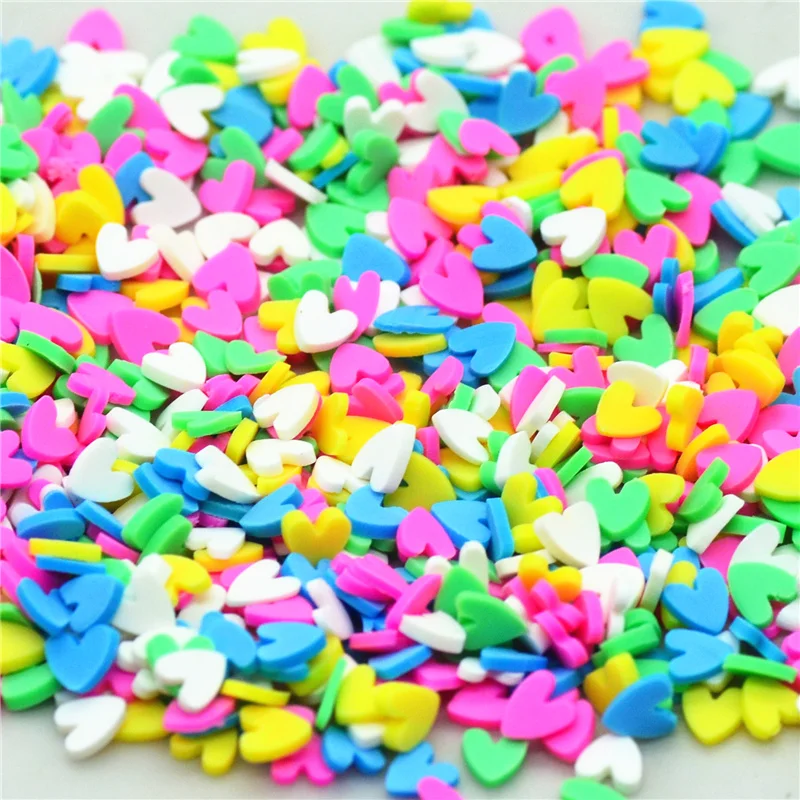 

10gram 5mm R-W-B-Y-G Mixed Colors Polymer Clay Heart Slice|Soft Clay Scrapbooking Decorations|DIY Embellishments supplies