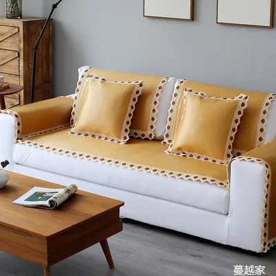 

Summer home ice silk cushion, living room sofa cushion, ice vine cool pad lace slip breathable strap sofa cushion
