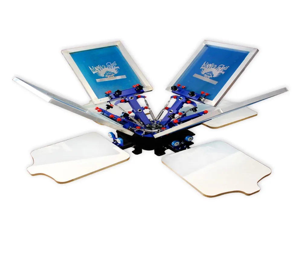 Новинка! 4 цветная станционная микро печатная машина для шелковой трафаретной