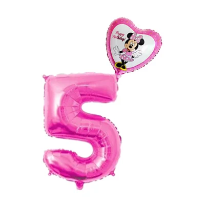 pink 5 2 шт. 32 дюйма розовый и голубой номер 0-9 Фольга надувные шары Mickey воздушный шар "Минни" 1 2 3 4 5 6 7 8 9 лет для детей от День рождения украшения - Цвет: pink 5