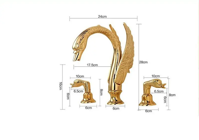 

Bathroom Basin faucet Total Brass Sink Mixer Tap Hot and Cold Gold Swan Faucet Bathroom Crane Luxury Dual Handle Lavatory Tap