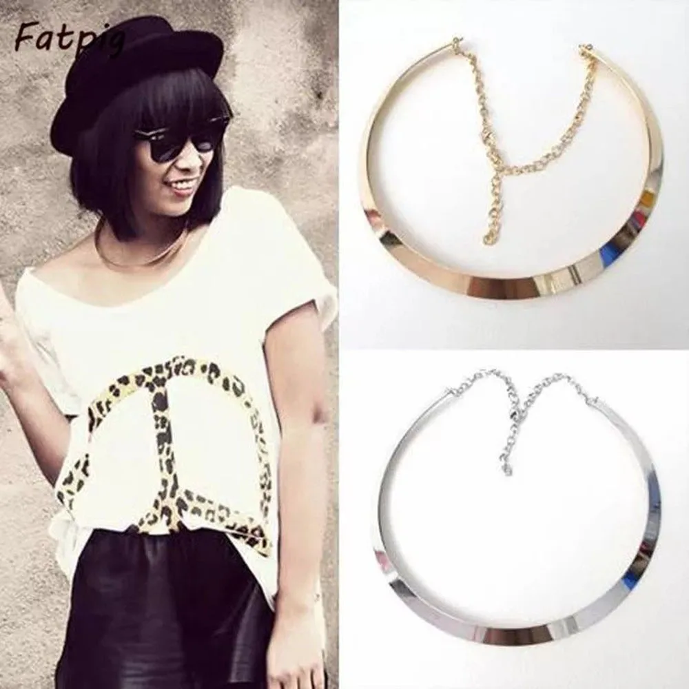 1 шт. модное круглое яркое зеркальное металлическое ожерелье чокер в стиле панк