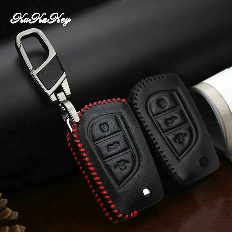 Кожаный чехол KUKAKEY для автомобильных ключей Toyota Hilux Corolla avensis Prado Fortuner RAV4 CHR