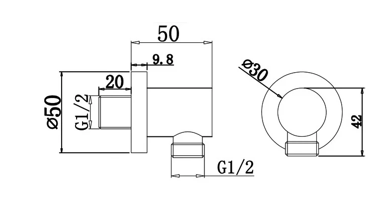 Soild Латунь Ванная комната душевой шланг Настенный Кронштейн Разъем стену локтем