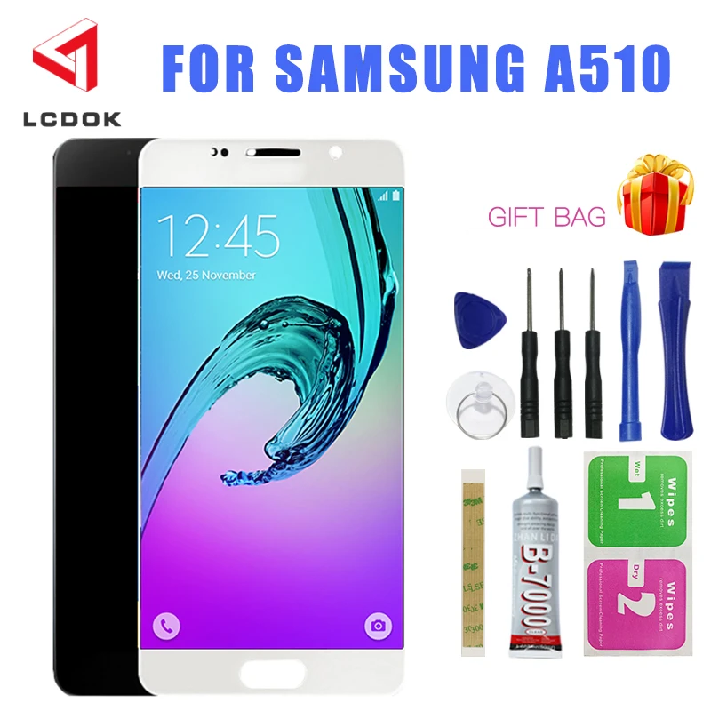 A510 экран для samsung Galaxy A5 дисплей A510 A510FD A510F A510M ЖК-дисплей кодирующий преобразователь сенсорного экрана в сборе части панели