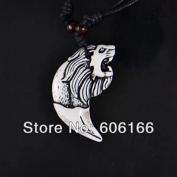 

NEW 12pcs/lot White Lions Resin Pendant Wax Line Necklaces Cool Tribal Fashion Jewelry Wholesale