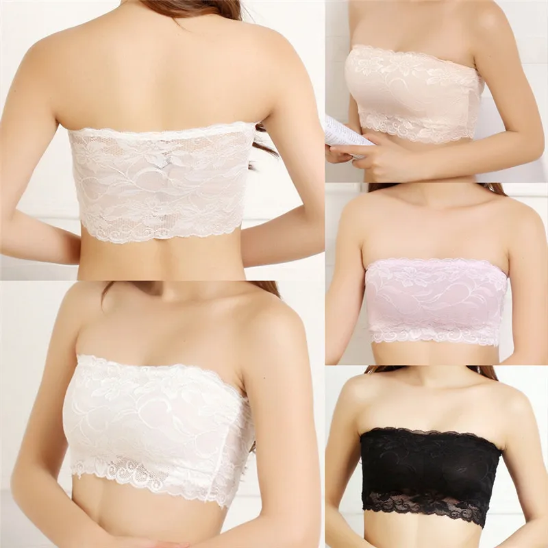 Женский эластичный кружевной топ без бретелек безопасный бюстгальтер Топ бандо 4