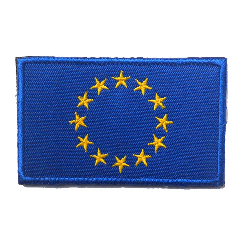 Embroidered European Union EU Flag patch  combat military  patches hook &loop tactical   for coat hat custom