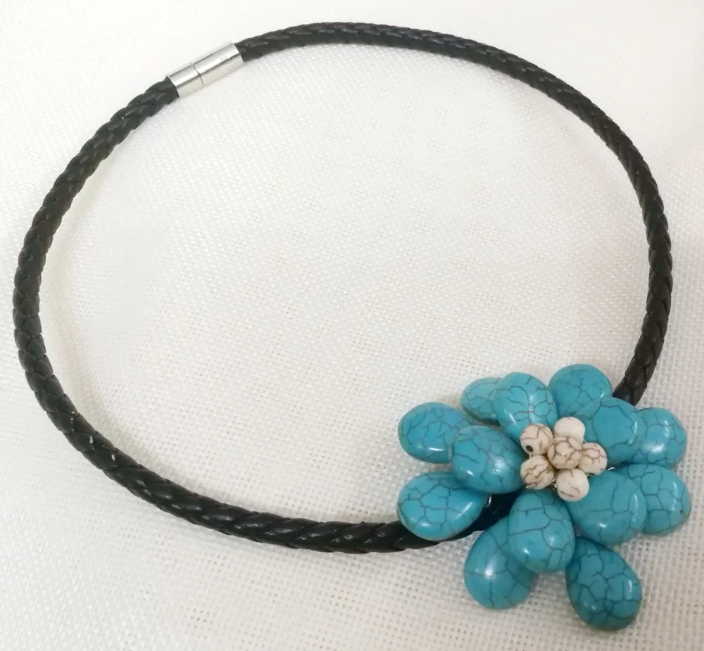 Женская бижутерия светло голубой кулон с большим цветком модное ожерелье белым