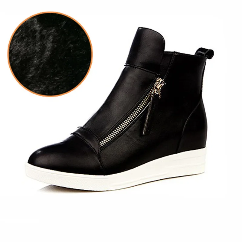 2018 Spring Red Women Ankle Boot Wedges Heels Causal Shoes Woman Leather Black Silver Christmas Botas Mujer Large Size 41 | Обувь