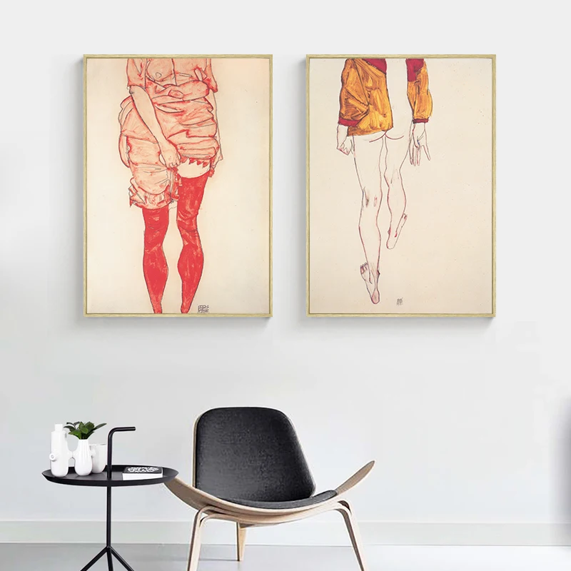 Egon Schiele тело цвет деление эскиз фигуры холст искусство печать живопись плакат, настенные картины для гостиной, домашний декор