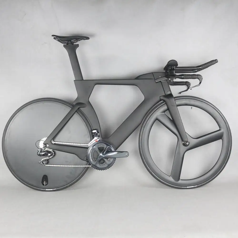 700C Complete Bike TT Bicycle Time Trial Triathlon Carbon Fiber Carbon black color Painting Frame with DI2 R8060 groupset
