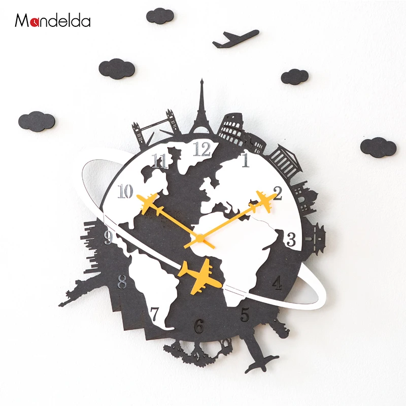 Современные нетикающие большие настенные часы Mandelda из дерева класса E0 украшение