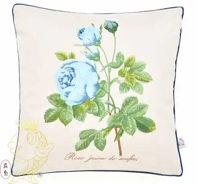 45*45 см Европейский пасторальный стиль вышитая синяя Роза льняная и хлопковая