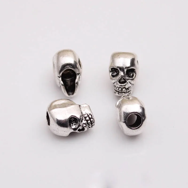 

10pcs/lot Tibetan Silver Large Hole Jewelry Skull Beads 13x10x8mm Decoration Charm Spacer Beads For Bracelets Necklace Making
