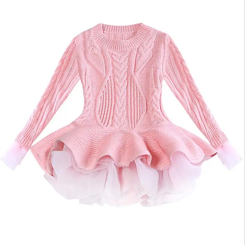 Girls Winter Dress 2019 Spring New Knitted Pullovers Tops Kids Baby Girl's Clothing With Cute Tutu Skirt Birthday Costume D927 | Детская