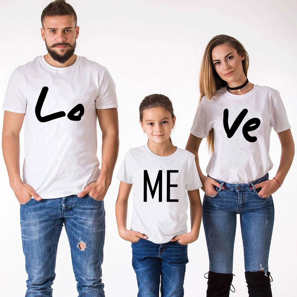 

LOVE ME Family Matching Clothes Parent-child Mom Dad Kids Baby Girl Boy Pullover Top T-shirt Family Look Children Kid Clothing