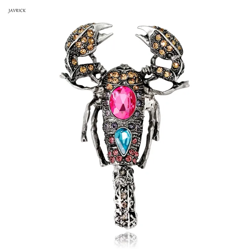 Золотой цвет JAVRICK Insect Scorpion Brooch Pins Jewelry Men Women Rhinestone Gift Corsage Decoration Bridal Wedding Crystal Animal Jewelry - Окраска металла: Золотой цвет