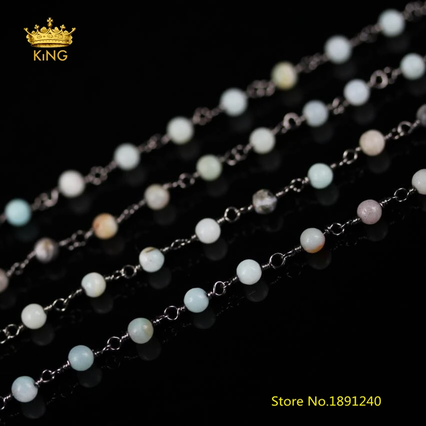5 метров гладкие круглые цепи из амазонита для ювелирных изделий|bead chain|chains for
