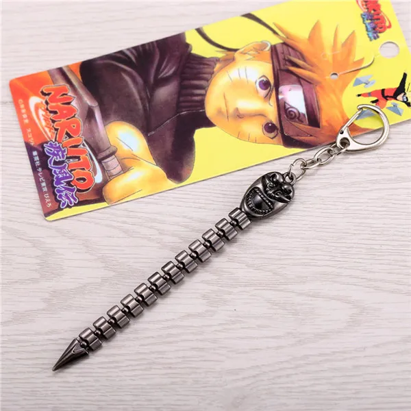 Аниме Наруто Саске оружие брелок серебро титан металлический сплав Shuriken/Nunchakus/самурайский меч брелок кольцо Porte Clef - Цвет: 11